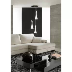 Zack pendant lamp 3 bulbs E27 round, satin nickel