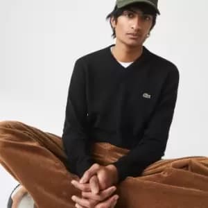 Lacoste Mens V-Neck Wool Sweater Size 4 - M Black