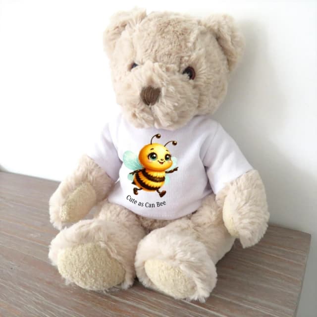 Aye Do Gifts Teddy Bear with Cute as Can Bee T-Shirt Cream unisex One Size