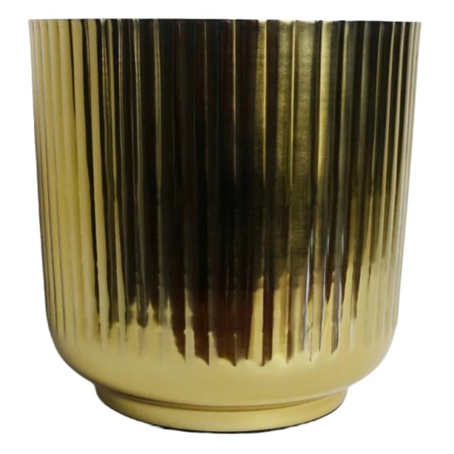 N/A 20cm Gold Fluted Metal Planter by Leaf