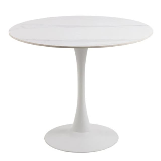 Furniture To Go Malta Ceramic Round Dining Table In White 90X75Cm