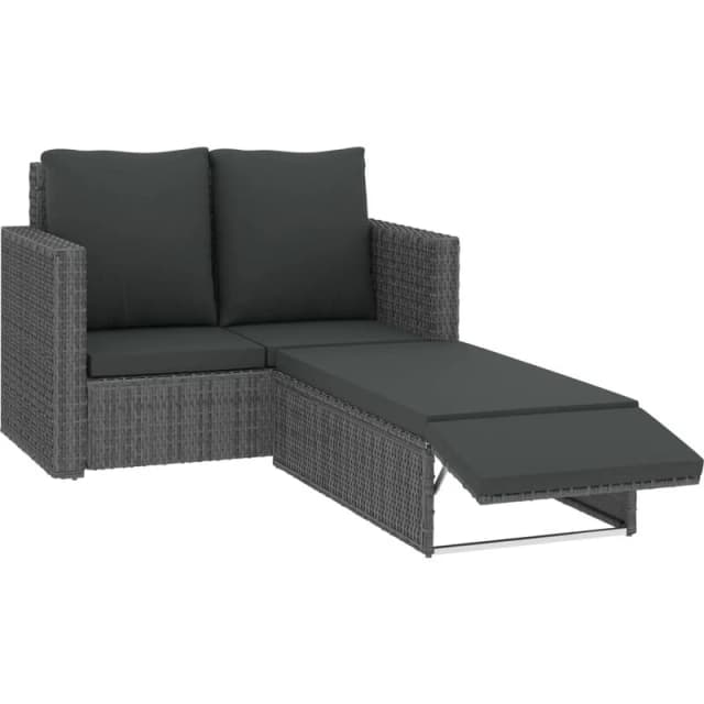 VIDAXL 2 Piece Garden Lounge Set with Cushions Poly Rattan Grey Vidaxl 8719883724591