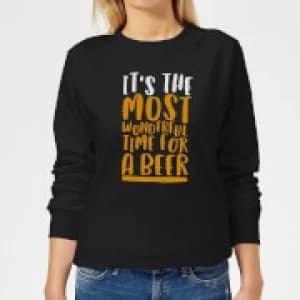 It's The Most Wonderful Time for A Beer Womens Christmas Sweatshirt - Black - 3XL - Black