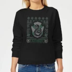 Harry Potter Slytherin Crest Womens Christmas Sweatshirt - Black