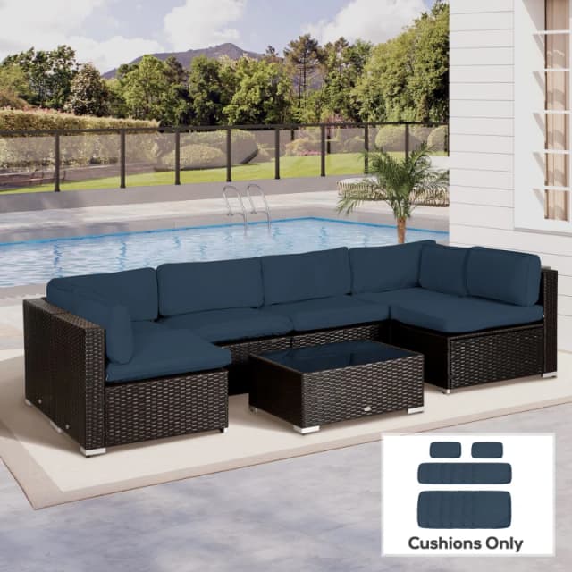 Outsunny Garden Rattan Sofa Set Polyester Cover Replacement No Cushion Blue 84B-426V70BU