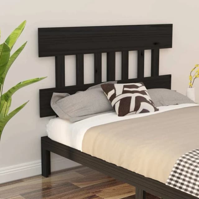 VIDAXL Bed Headboard Black 143.5x3x81cm Solid Wood Pine Vidaxl 8720287010050