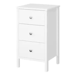 Valenca Satin White 3 Drawer Bedside Table (H)699mm (W)400mm (D)382.4mm