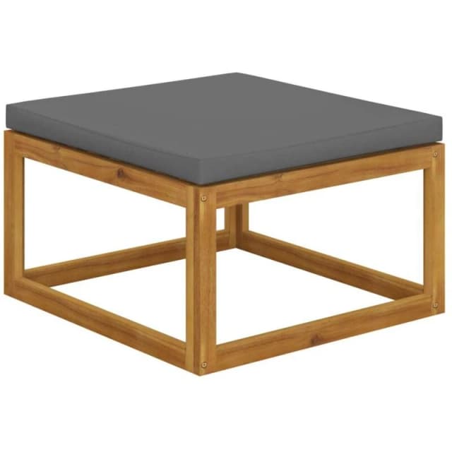 VIDAXL Footrest with Dark Grey Cushion Solid Wood Acacia Vidaxl 8720845737160