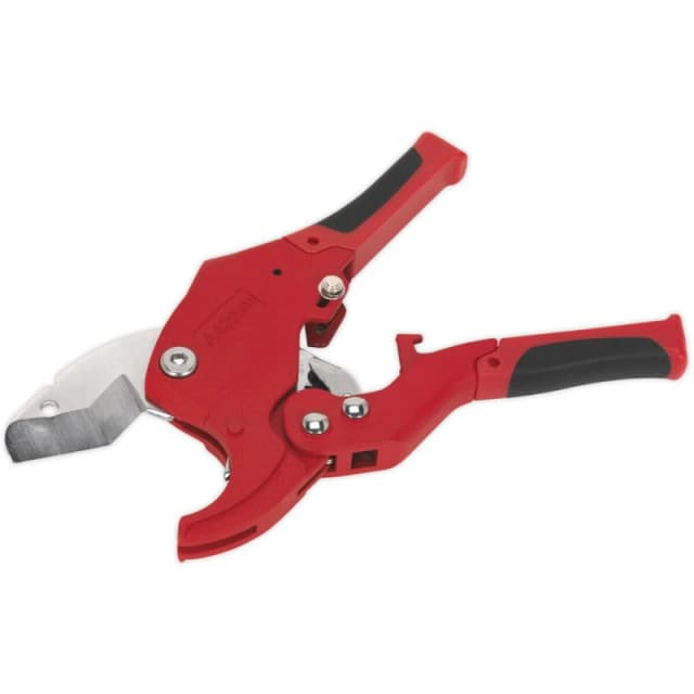 Loops Ratcheting Plastic Pipe Cutter - 6mm to 42mm Capacity - Quick Release Mechanism Multi