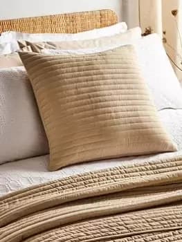 Bianca Cottonsoft Quilted Lines Filled Cushion In Natural