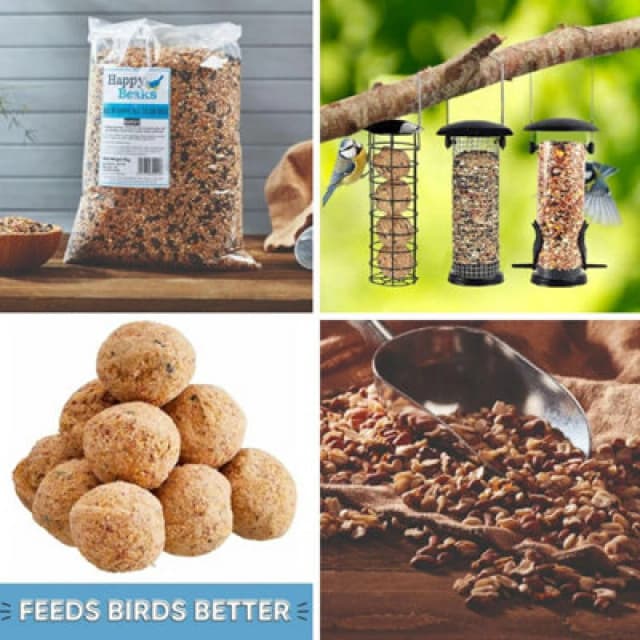 Thompson & Morgan Bird Feeder Triple Pack All Season Seed Mix Fat Balls Peanut Splits - Attract Finches & More