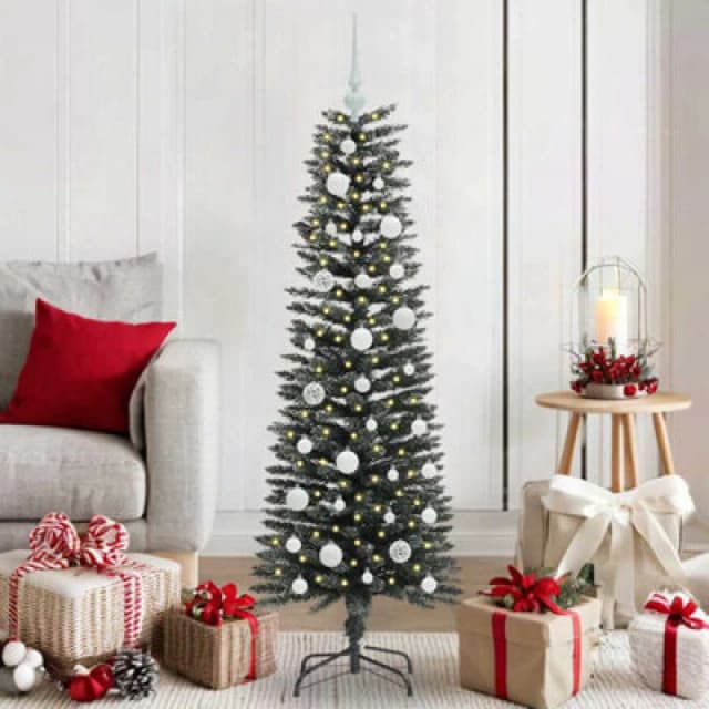 vidaXL Artificial Christmas Tree with Stand, White Balls Green 40.5 x 40.5 x 120 cm, Green 3395919