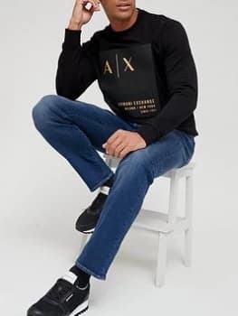 Armani Exchange Gold Patch Logo Sweatshirt Black Size 2XL Men