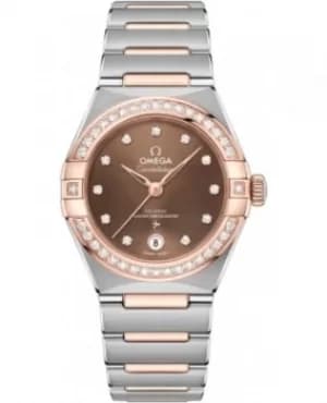 Omega Constellation Manhattan Chronometer 29mm Brown Dial Diamond Rose Gold and Stainless Steel Womens Watch 131.25.29.20.63.001 131.25.29.20.63.001