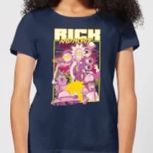 Rick and Morty 80s Poster Womens T-Shirt - Navy - L