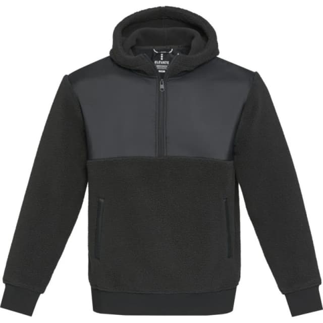 Elevate Mens Evans Hooded Sherpa Fleece Sweater Top in Black Size: XS Black Male XS