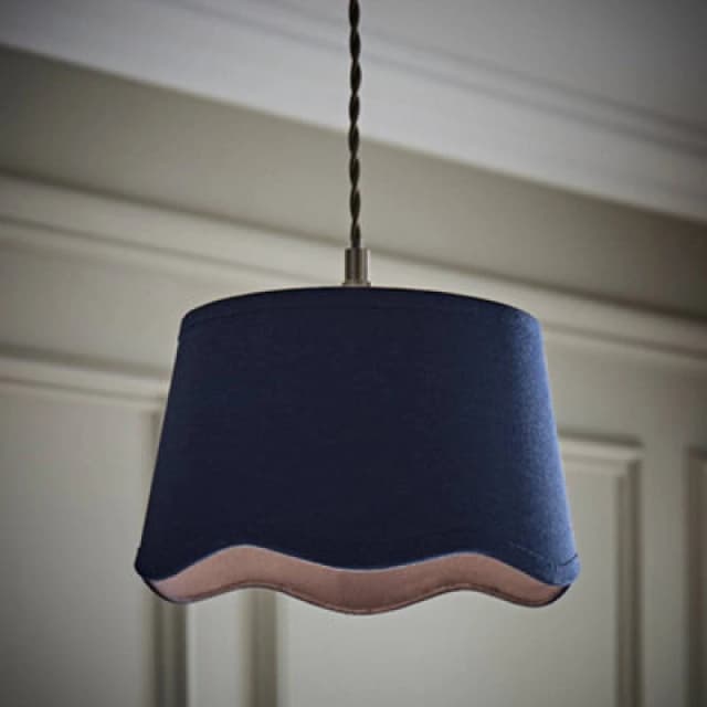 ValueLights ValueLights Mabel Linen Small 20cm Scallop Edge with Trim Ceiling Light Lamp Shade in Navy Navy One Size Unisex 5016529273622