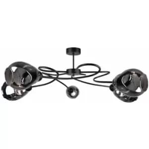Keter Zahra Multi Arm Semi Flush Ceiling Light Black, 67cm, 5x E27