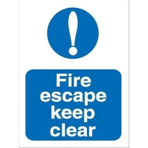 Stewart Superior M025SAV Self Adhesive Vinyl Sign 150x200mm Fire Escape Keep Clear