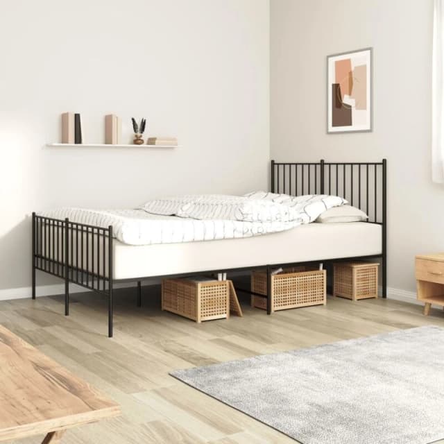 VIDAXL Metal Bed Frame without Mattress with Footboard Black 120x190cm vidaXL 8720845721213