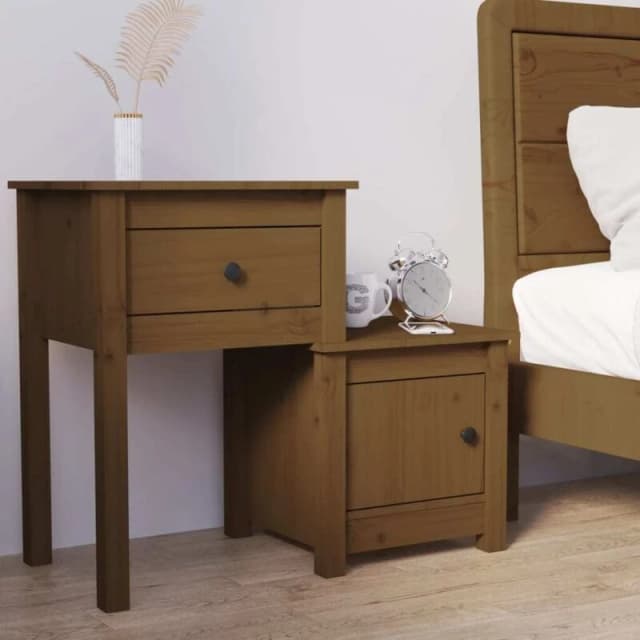 Vidaxl Bedside Cabinet Honey Brown 79.5X38X65.5cm Solid Wood Pine, Brown 814545