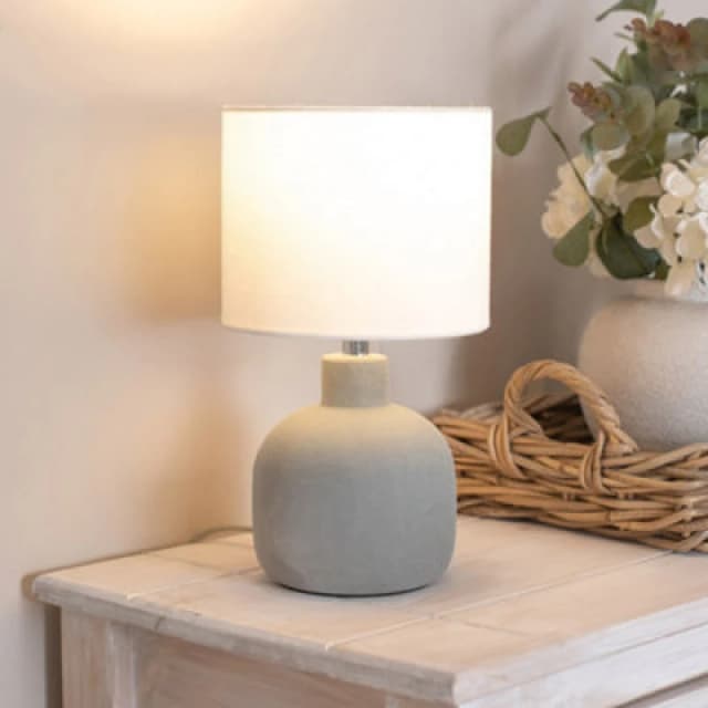 ValueLights ValueLights Chelsea Natural Linen Shade Hand Finished Sandblast Ceramic Table Lamp in Grey Grey One Size Unisex 5016529271888