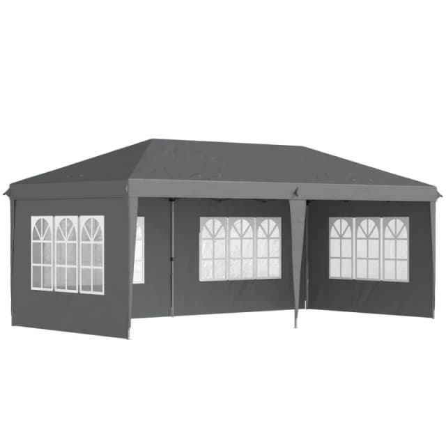 Outsunny 3 x 6m Garden Pop Up Gazebo, Height Adjustable Grey - Outsunny 5056725391096