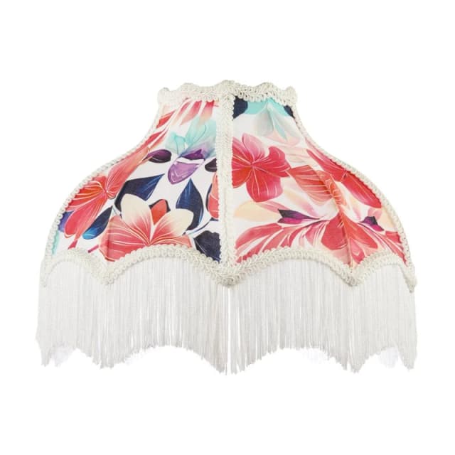 Happy Homewares Multi Coloured Vivid Floral Victorian Light Shade with White Trims Size: 14" Multicolor Unisex 14"