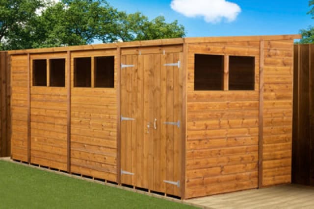 Empire Sheds Empire Modular Pent 14X6 Dipped Treated Tongue And Groove Wooden Garden Shed Double Door & Windows (14' X 6' / 14ft X 6ft) (14X6)