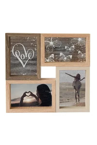Nielsen Accent Photo Collage Frame for 4 Pictures 4x6" - Mixed Wood Finishes Natural