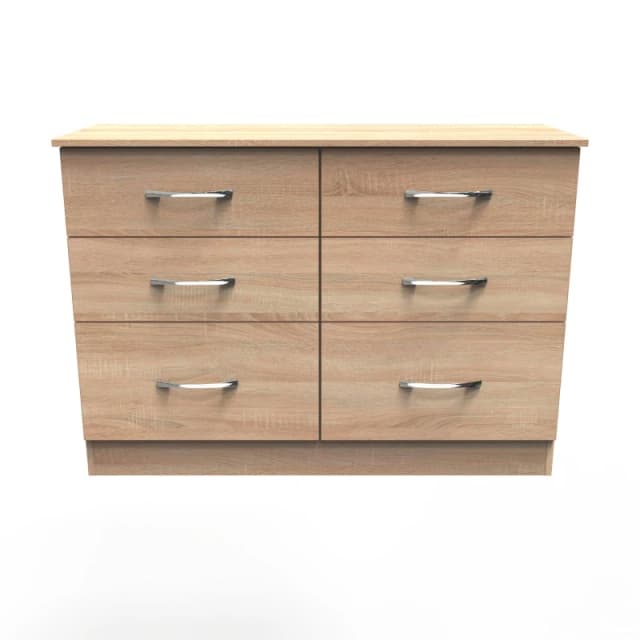 Welcome Furniture Ready Assembled Coventry 6 Drawer Wide Chest Bardolino Light Oak, Brown AVN015BO