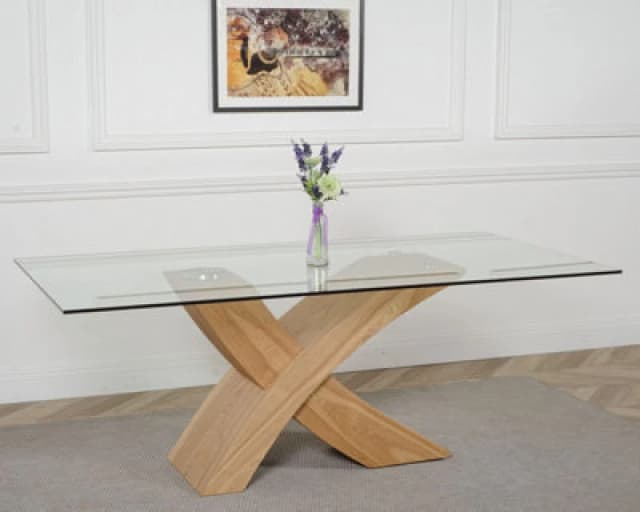 That's Furniture Valencia Oak 200Cm Large Glass Dining Table