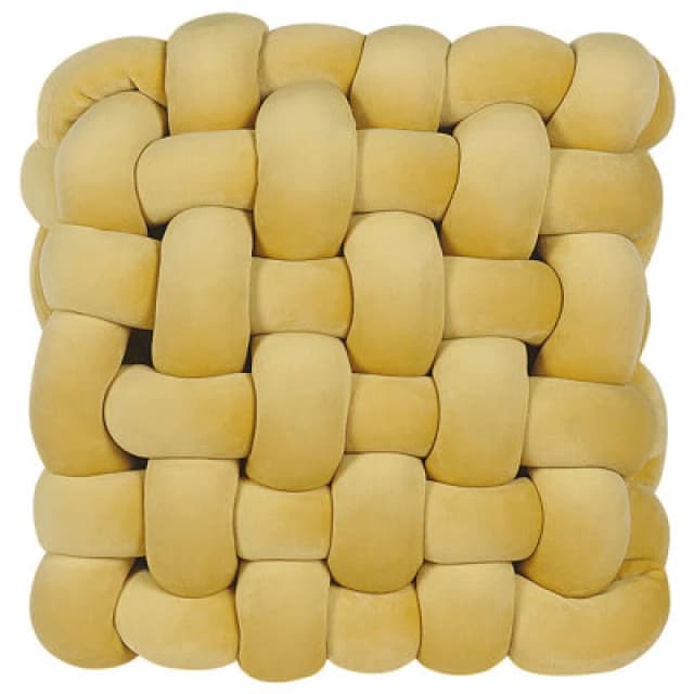 Beliani Throw Cushion Sirali Velvet 30 X 30 Cm Mustard