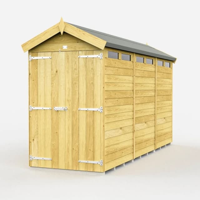 Buttercup Farm 4 x 12 Feet Apex Security Shed - Double Door - L358 x W118 x H217cm in Brown Brown Unisex