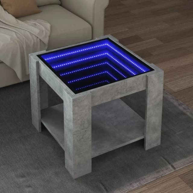 vidaXL Coffee Table with LED Concrete Grey 53x53x45cm Engineered Wood, Grey 847542