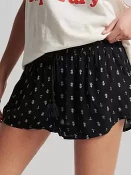 Superdry Vintage Beach Printed Shorts -black, Black, Size 10, Women