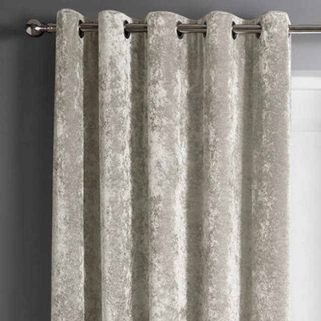 Intimates Crushed Velvet Ready Made Eyelet Curtains in Natural Size: 168cm width x 137cm drop Natural Unisex 168cm width x 137cm drop