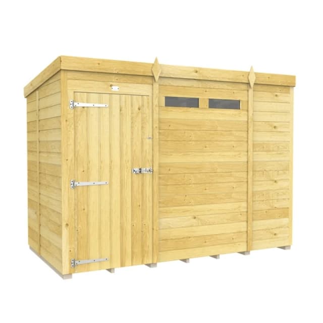 Buttercup Farm 9 x 5 Feet Pent Security Shed - Single Door - L147 x W276 x H201cm in Brown Brown Unisex