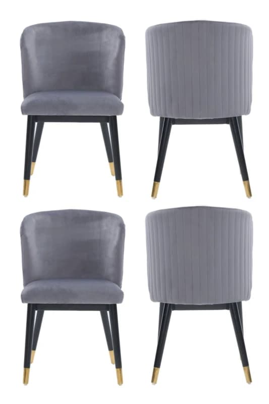 Life Interiors Life Interiors Set of 4 Sofina Modern Velvet Dining Chairs, Tufted Back, Wooden Frame in Grey Grey One Size Unisex 5056660011851