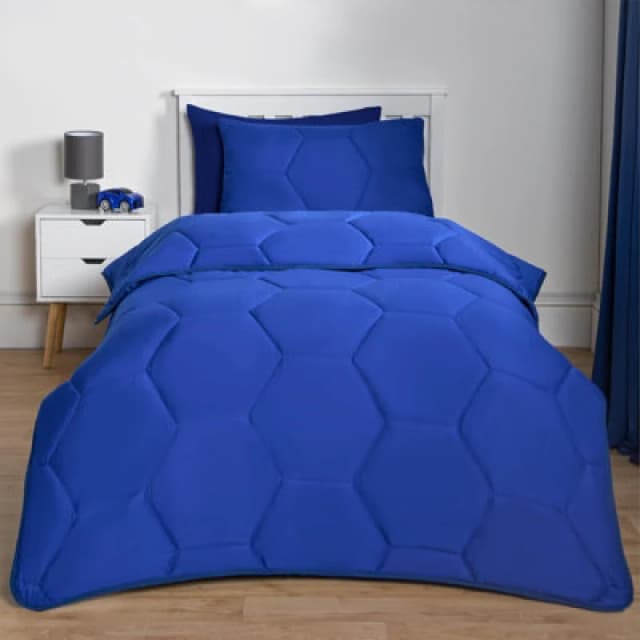 OHS OHS Coverless Duvet 7.5 TOG Pillowcase Quilt Honeycomb Bedding Set, Blue Size: Single Blue Single Unisex 5027434198061