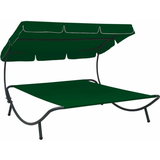 VIDAXL Outdoor Lounge Bed with Canopy Green Vidaxl 8720286137536