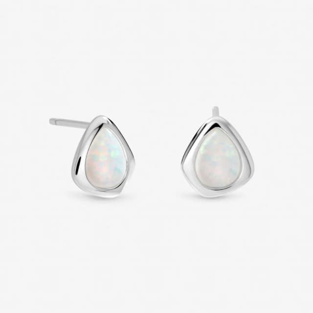 Inicio Sterling Silver Plated Opal Polished Stud Earrings Silver female One Size