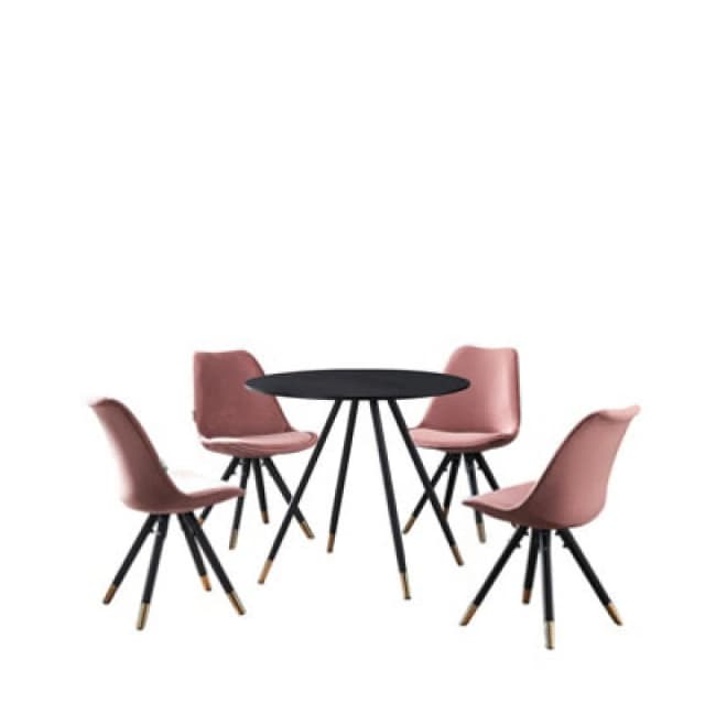 Life Interiors Life Interiors Sofia' Dorchester LUX Dining Set with a Table and Chairs Set of 4 in Pink Pink One Size Unisex 5060926385235