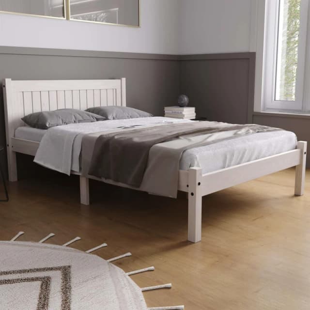 Birlea Birlea White Wood Double Bed and Mattress Bundle Rio Air Sleepsoul 135cm 4ft 6 White Double Unisex 5056206655143