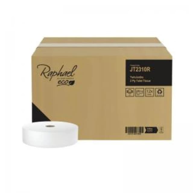 Raphael Twin Jumbo Toilet Roll 2-Ply 837 Sheets (12 Pack) JT2310RDS