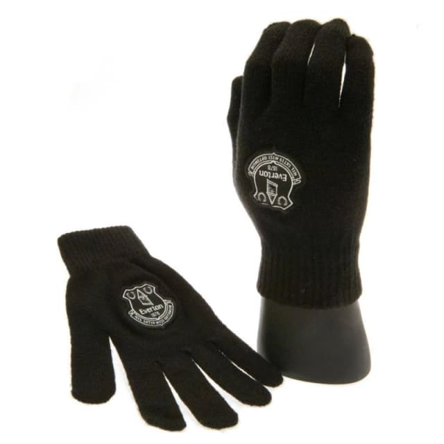 Everton FC Children Knitted Gloves in Black Unisex One Size