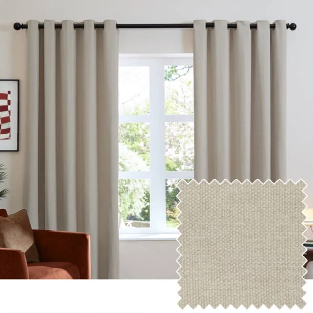 Furn Soft Chenille Blackout Eyelet Curtain Pair in Natural Size: 117cm width x 137cm drop Natural Unisex 117cm width x 137cm drop