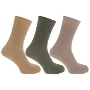 Mens Casual Non Elastic Bamboo Viscose Socks (Pack Of 3) (UK Shoe 6-11, EUR 39-45) (Beige/Green)