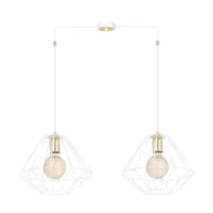 Emibig Alteo White Wire Frame Pendant Ceiling Light 2x E27