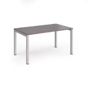 Connex single desk 1400mm x 800mm - silver frame and grey oak top